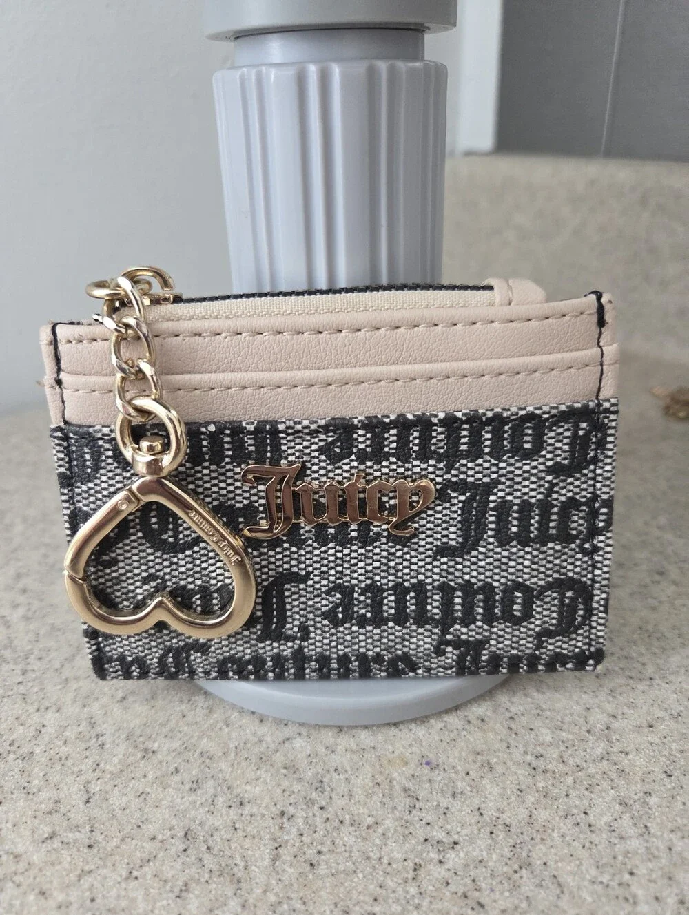 Juicy Couture Spring Fling ID Card Case With Gold Heart Keychain